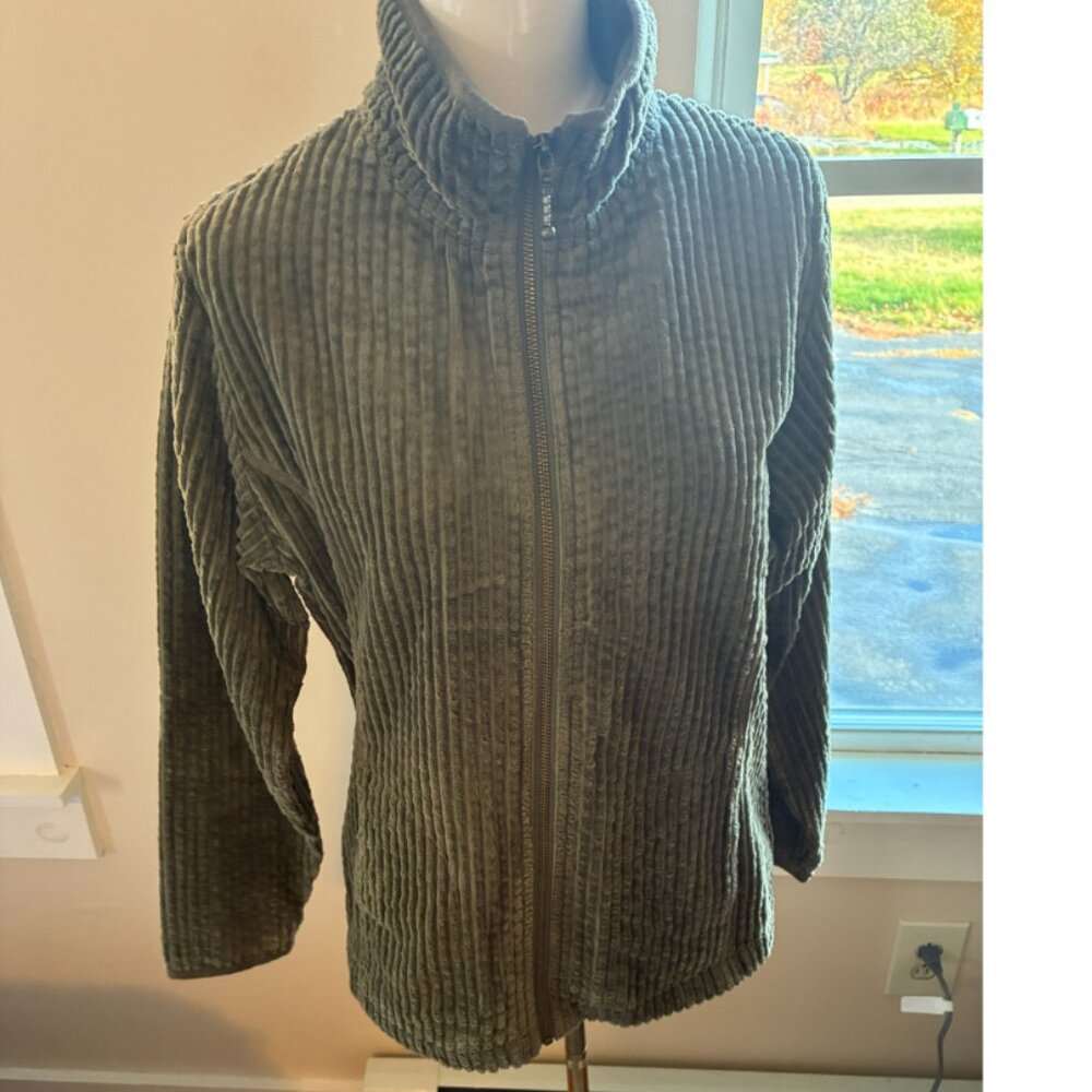 Woolrich Green Wide-Wale Corduroy Zip-up Shirt Jacket Shacket